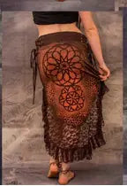 Digitally Printed Irregular Lace Stitching Skirt