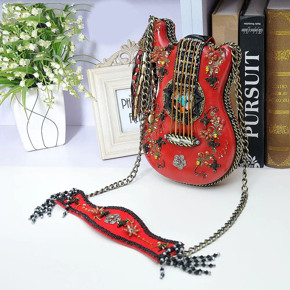 2018 Vintage Guitar-Shaped Handcrafted Shoulder Bag