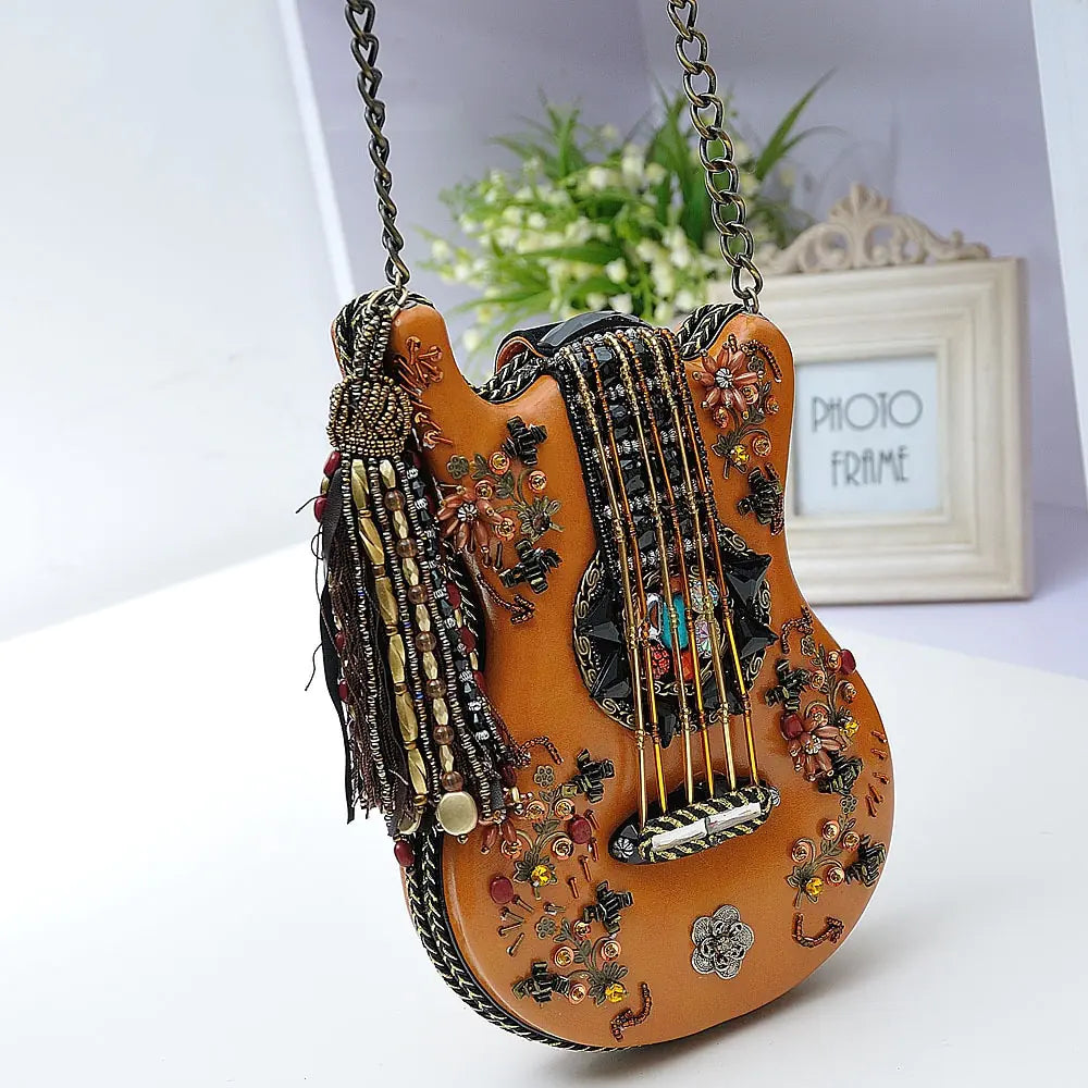 2018 Vintage Guitar-Shaped Handcrafted Shoulder Bag