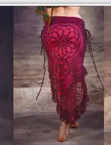 Digitally Printed Irregular Lace Stitching Skirt